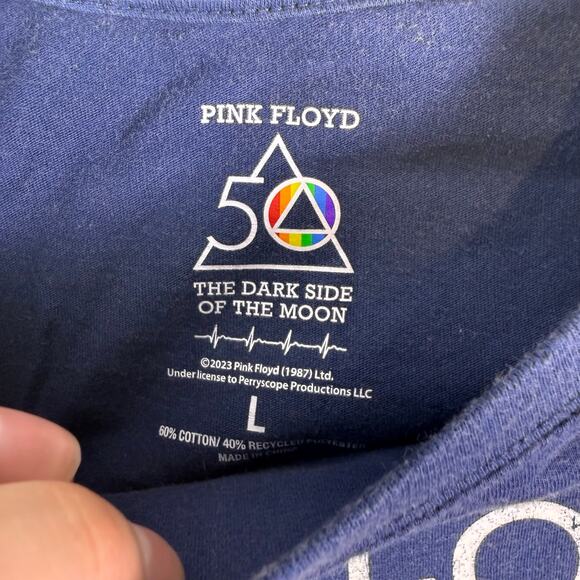 Pink Floyd Graphic Tee Men's L Navy Blue Crew Neck Pullover Short Sleeves - Picture 4 of 6
